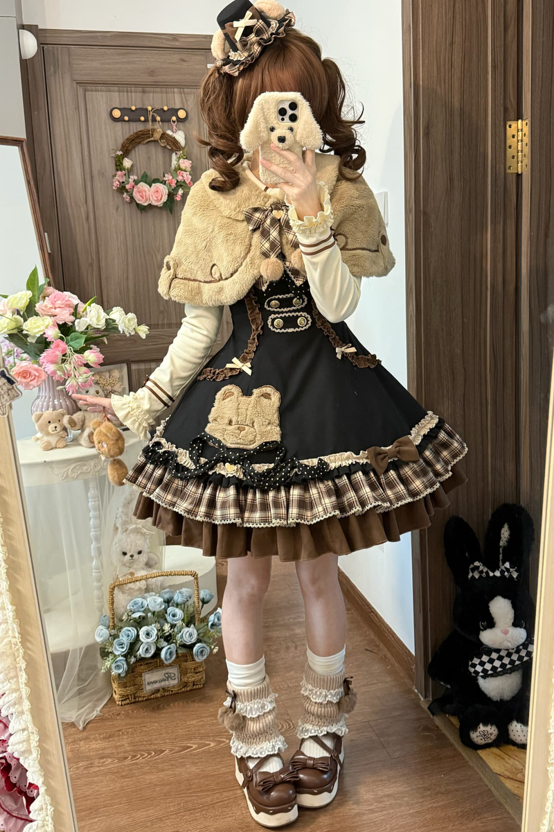 Bear Lolita Jumper Skirt + Top + Cape + Hat
