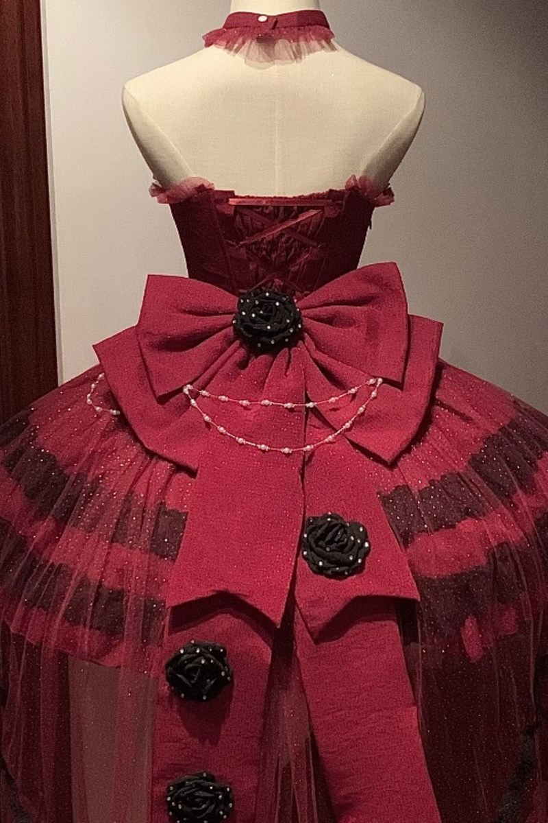 Tube Top Lolita Dress + Sleeves + Head Accessory
