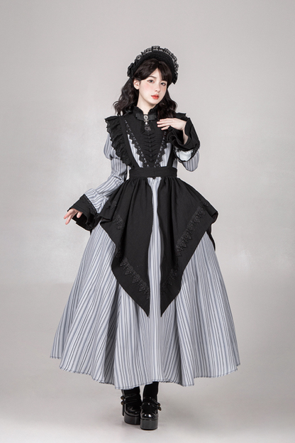 [pre-order] Stripe Lolita Dress + Apron + Necklace + Ribbon