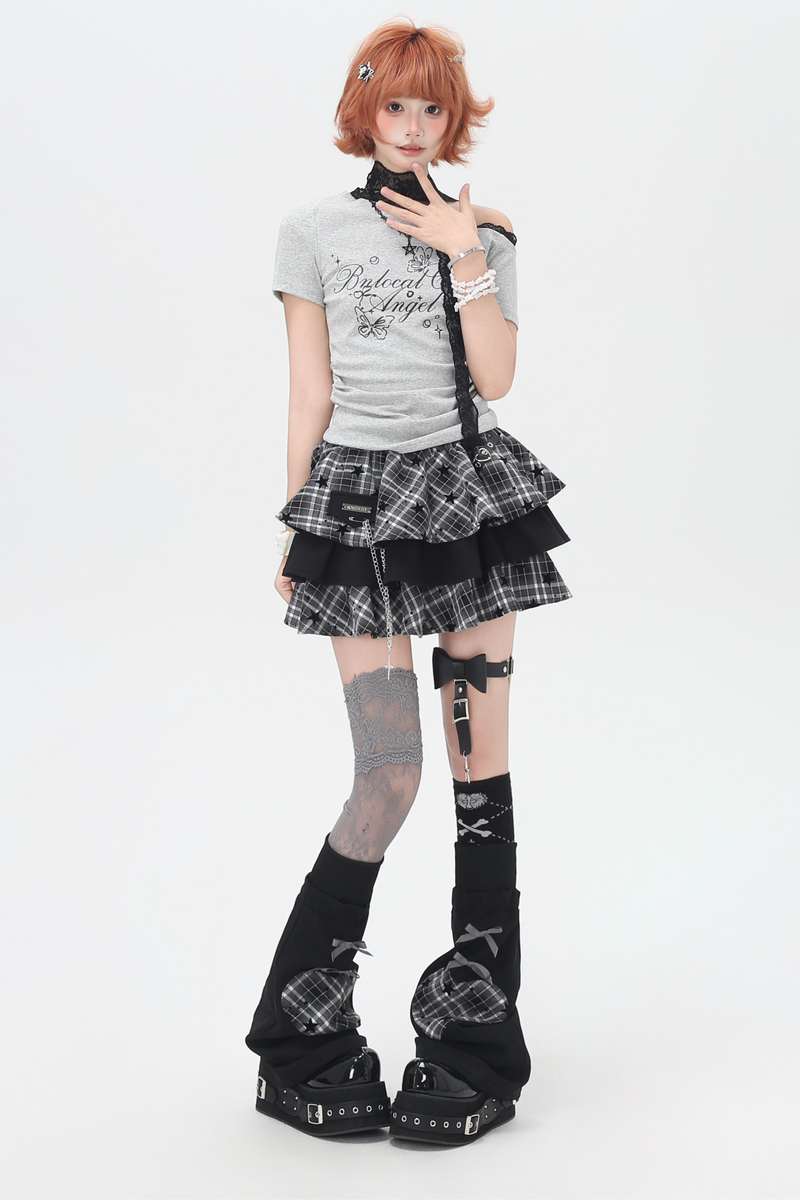 Lace Design One Shoulder Slim Top