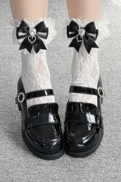 Ribbon Lace-up Mary Jane Shoes
