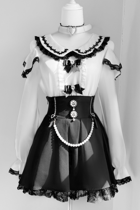 [pre-order] Jirai Sweet Girly Love Top + Pearl Skirt