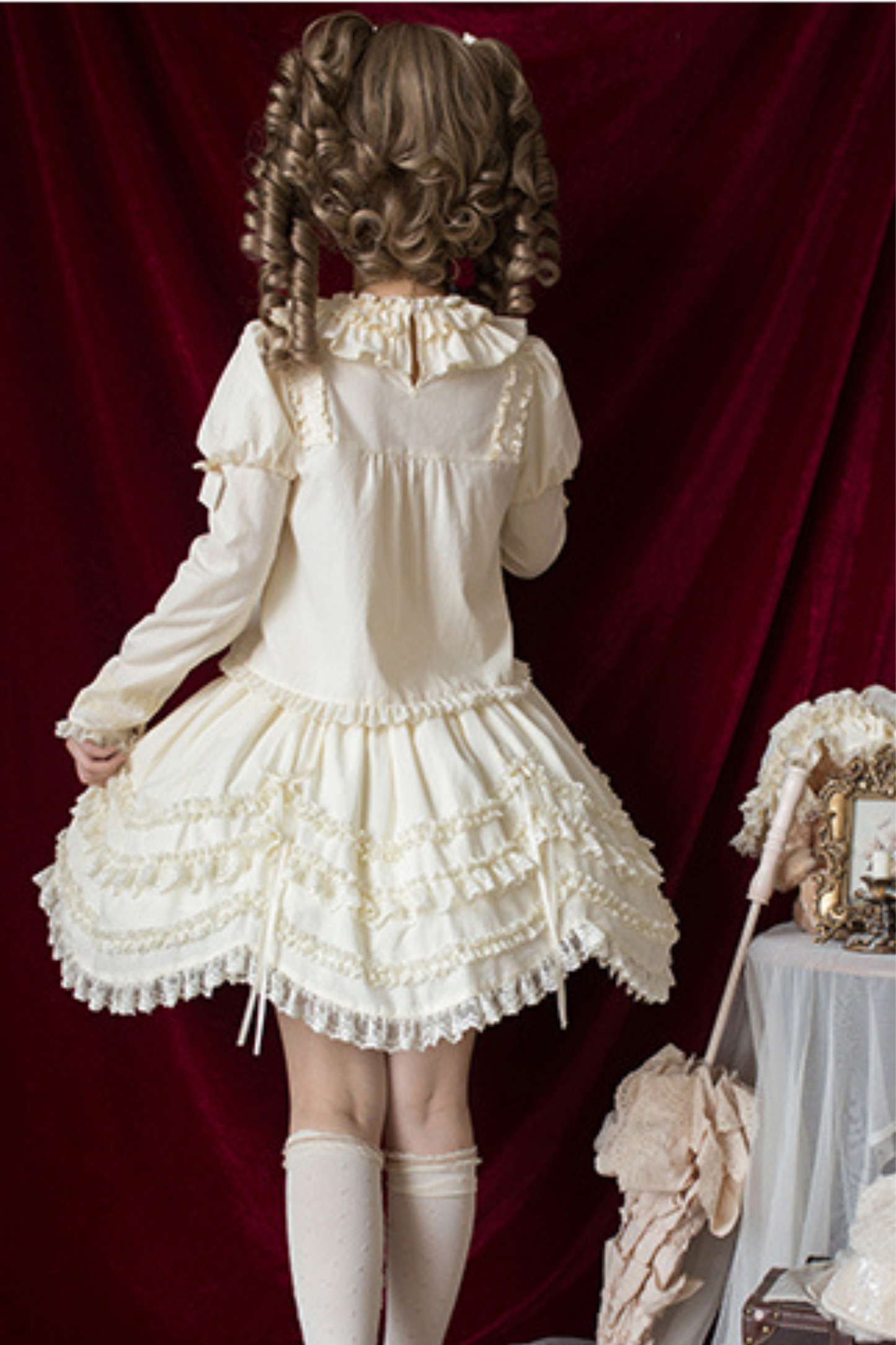 [pre-order] Marionette Lolita Jumper Skirt + Ruffle Collar Top + Flare Skirt + Lolita Dress