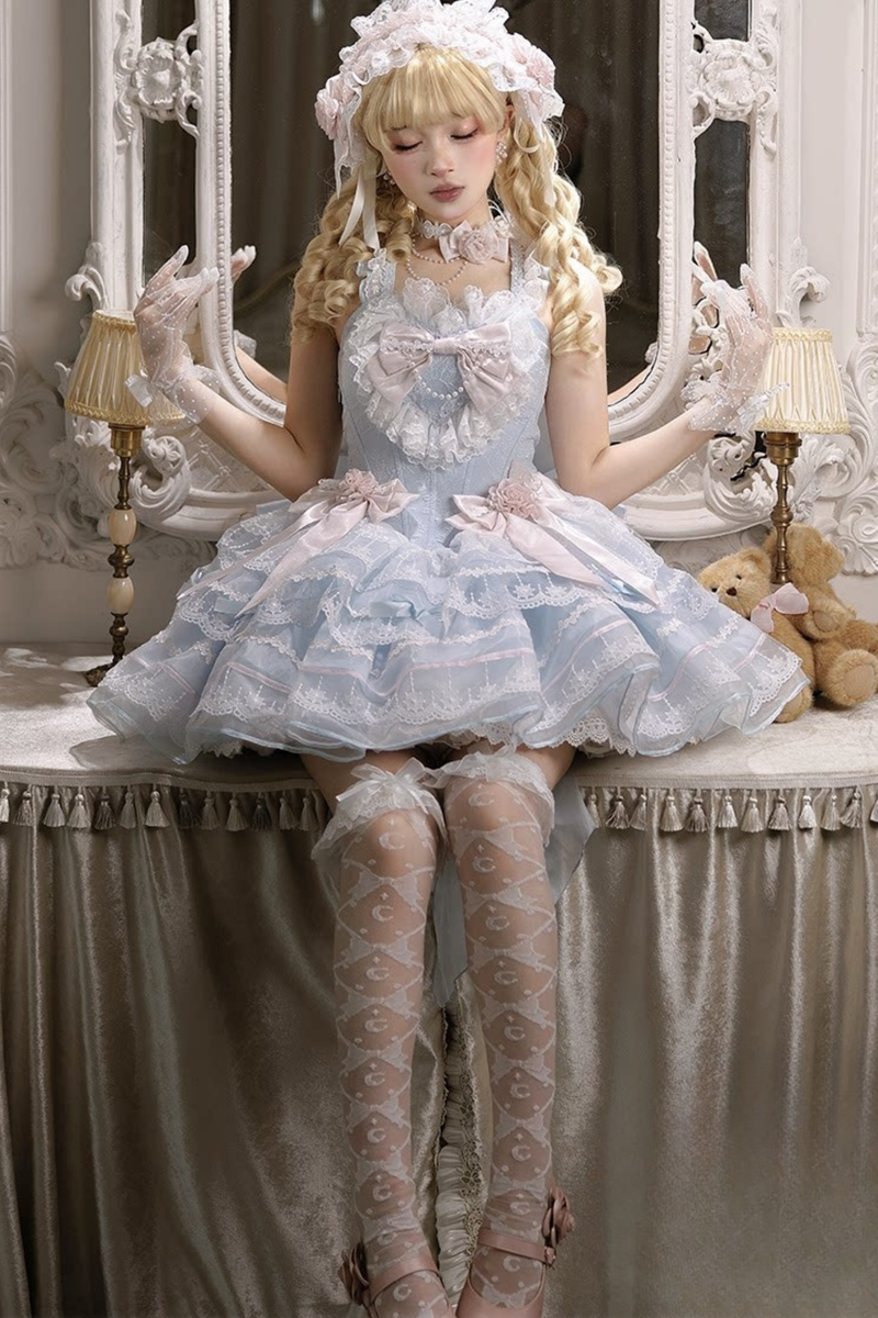 Light Sweet Lolita Jumper Skirt + Hat + Hairband