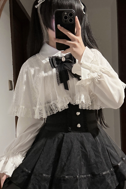 Fur Hooded Mantle + Tops + Skirt