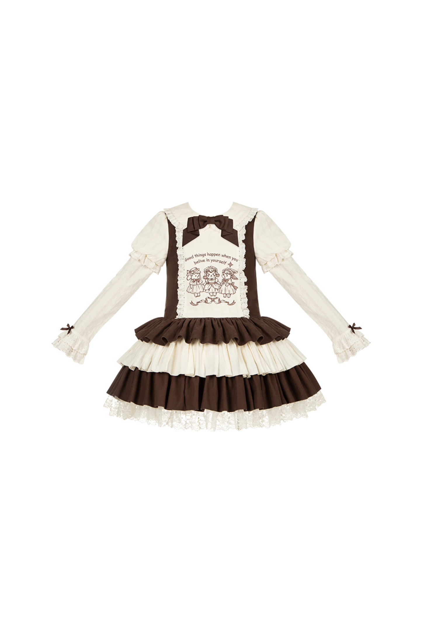Doll Fairytale Lolita Dress + Bow Brooch + Belt + 2way Embroidery Brooch