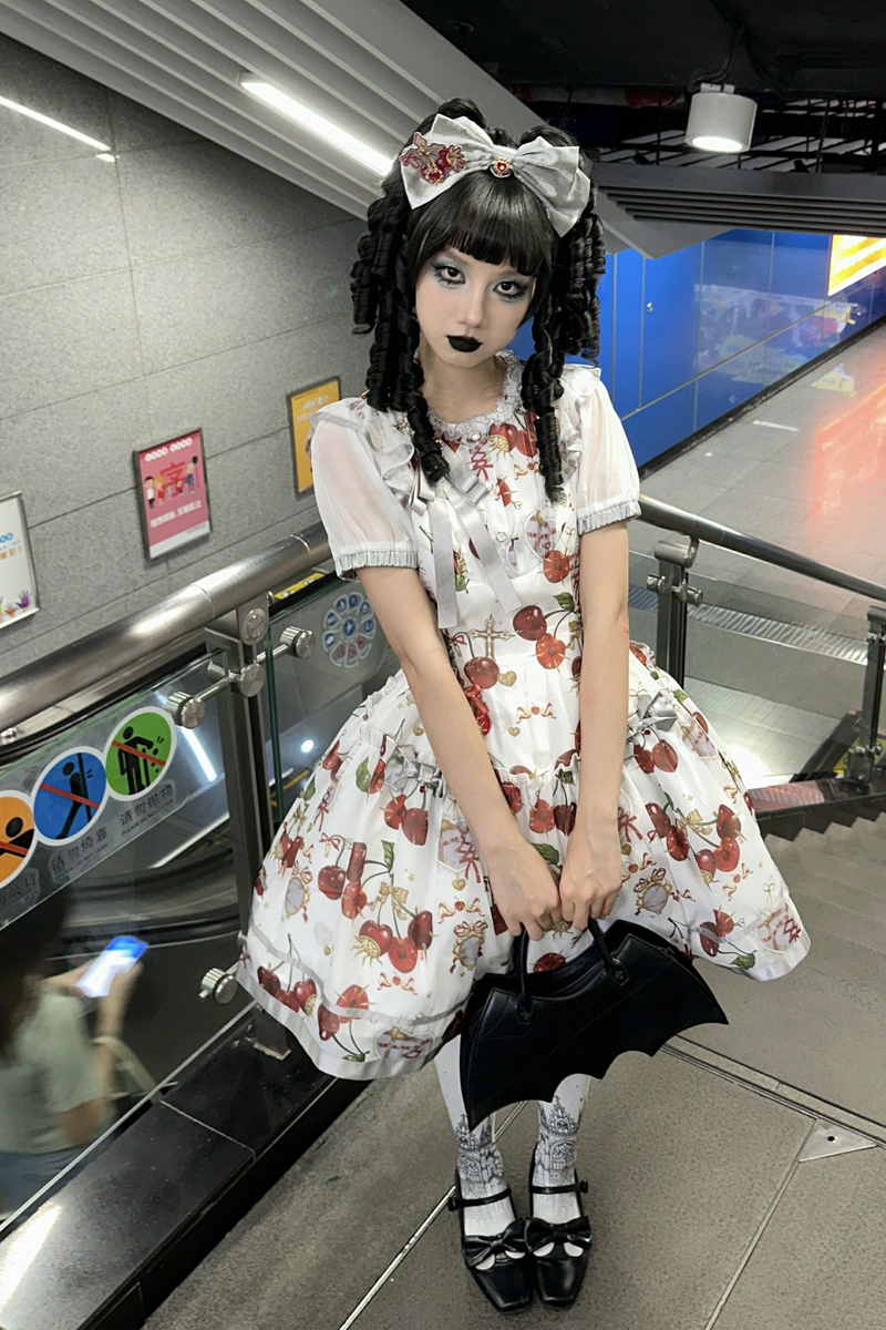 Retro Antique Cherry Sweet Lolita Dress + Jumper Skirt