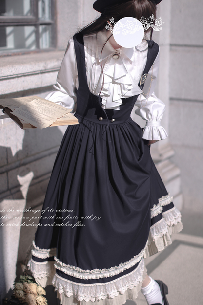 [pre-order] Retro Sweet College Coat + Suspender Skirt + Shirt + Collar + Brooch