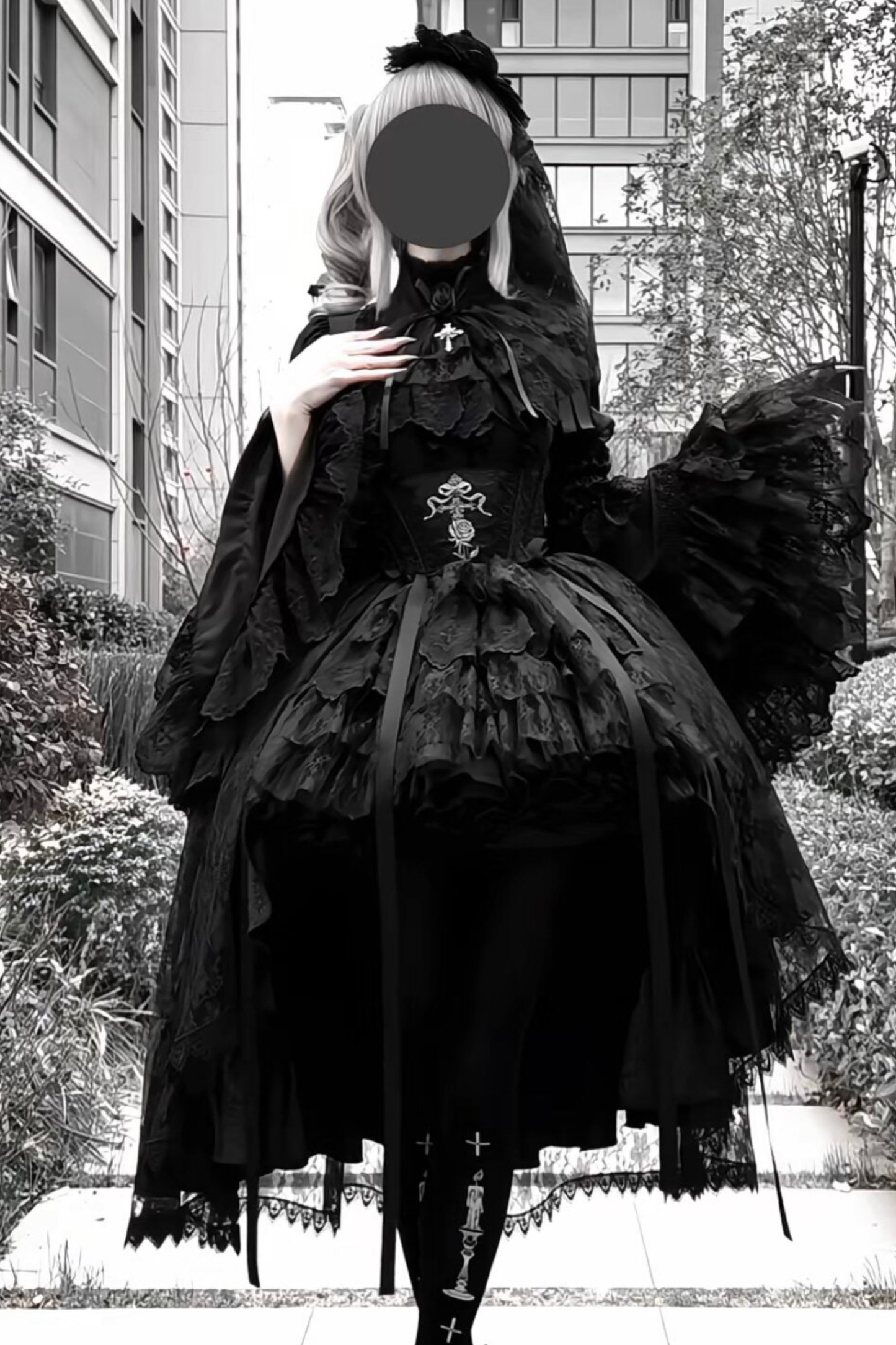 [pre-order Deadline: March 18] Dark Gothic Lolita Skirt + Shirt + Headband + Hat + Sleeve