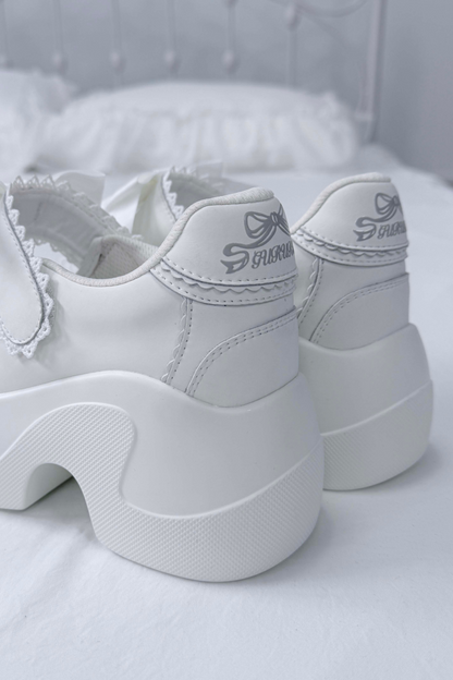 Ruffle Lace Ribbon Platform Shoes