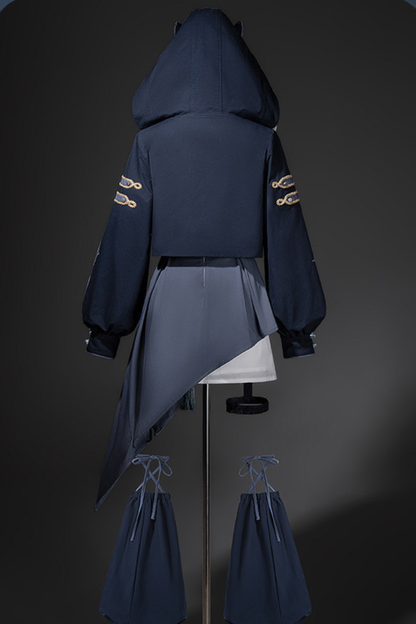 Subculture Cat Ear Hooded Jacket + Asymmetrical Dress + Leg Warmers + Ring