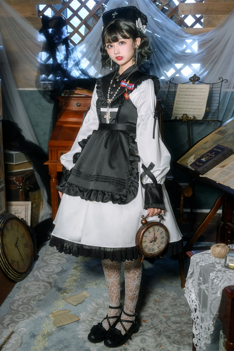 Lantern Angel Maid Lolita Dress + Apron + Detachable Collar