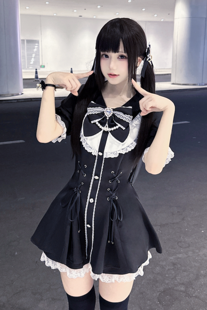 Ribbon Puff Sleeve Top + Inner Pants