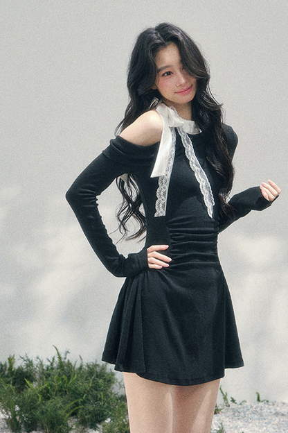 French Lace Off Shoulder Dress
