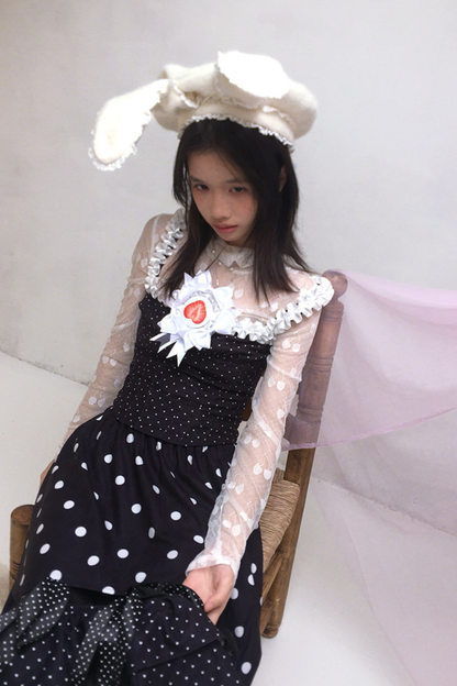 Lace Rabbit Ears Beret