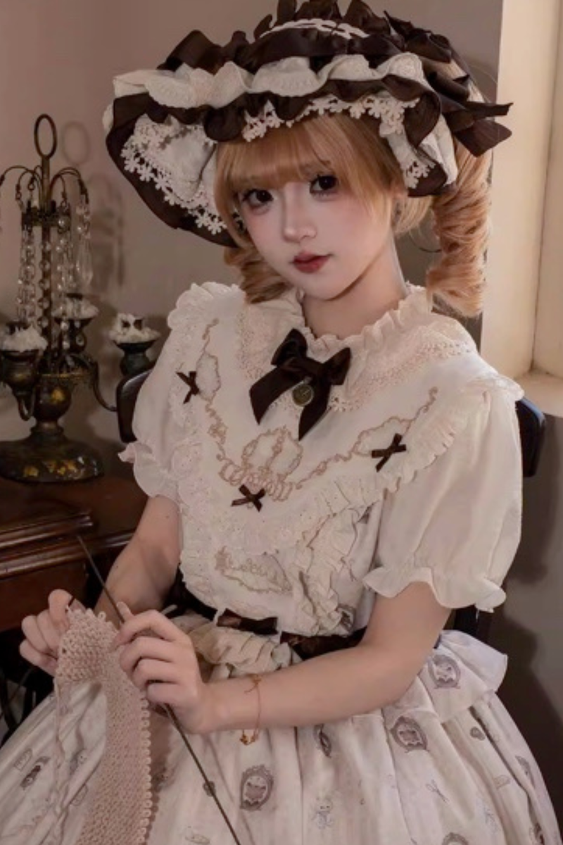 [pre-order Deadline: March 26] Cherry Lolita Dress + Jumper Skirt + Shirt + Bonnet + Headband