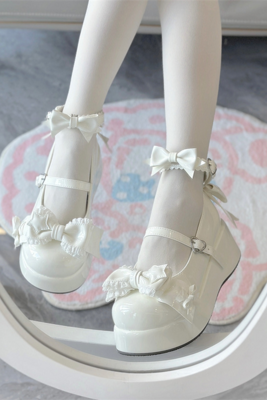 Biscuit Lolita Ruffle Ribbon Shoes