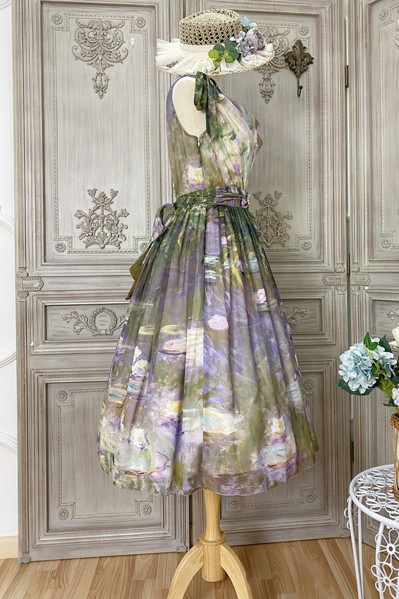 Marble Resort Chiffon Print Dress