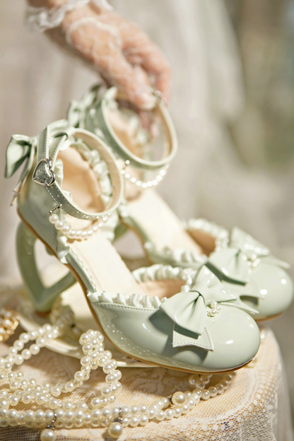 Heart Love Lollita Pearl Peach Heels