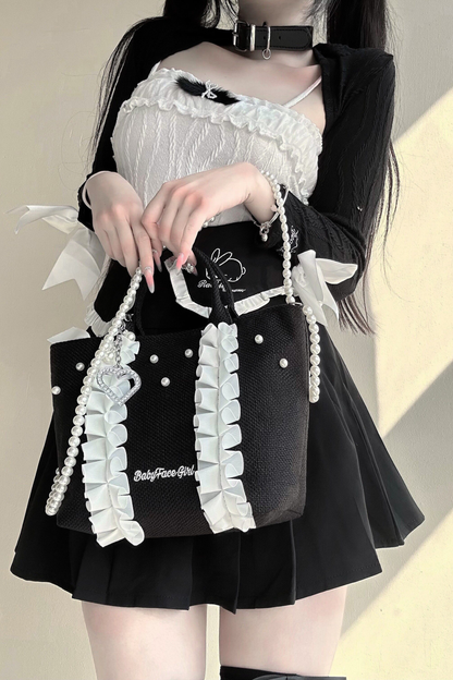 Sweetheart Pearl Ruffle Bag