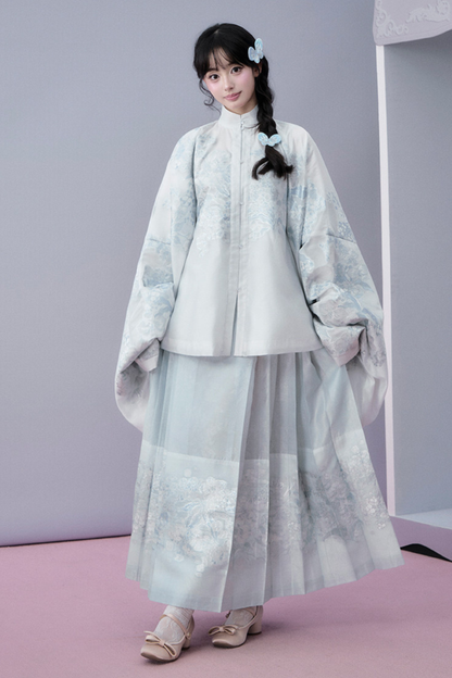 Water Mist Pure Chinese-style Jacket + Skirt + Overskirt
