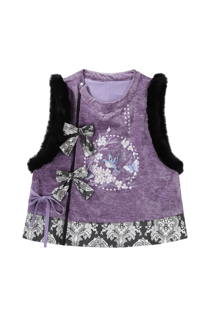 Dark Knight Chinese-style Top + Vest + Skirt