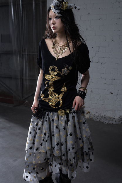 Y2k Tight Print Top