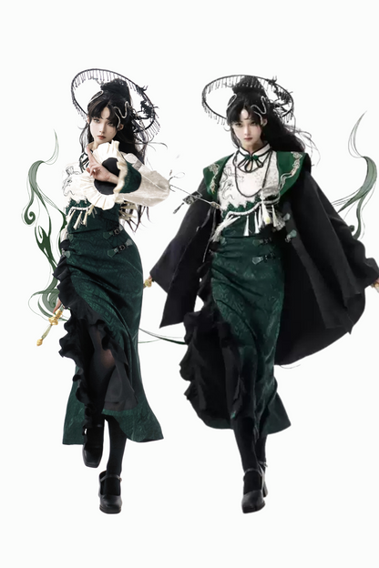 [pre-order] Chinese-style Snake Coat Hoodie Cape Tassel Dress Suit