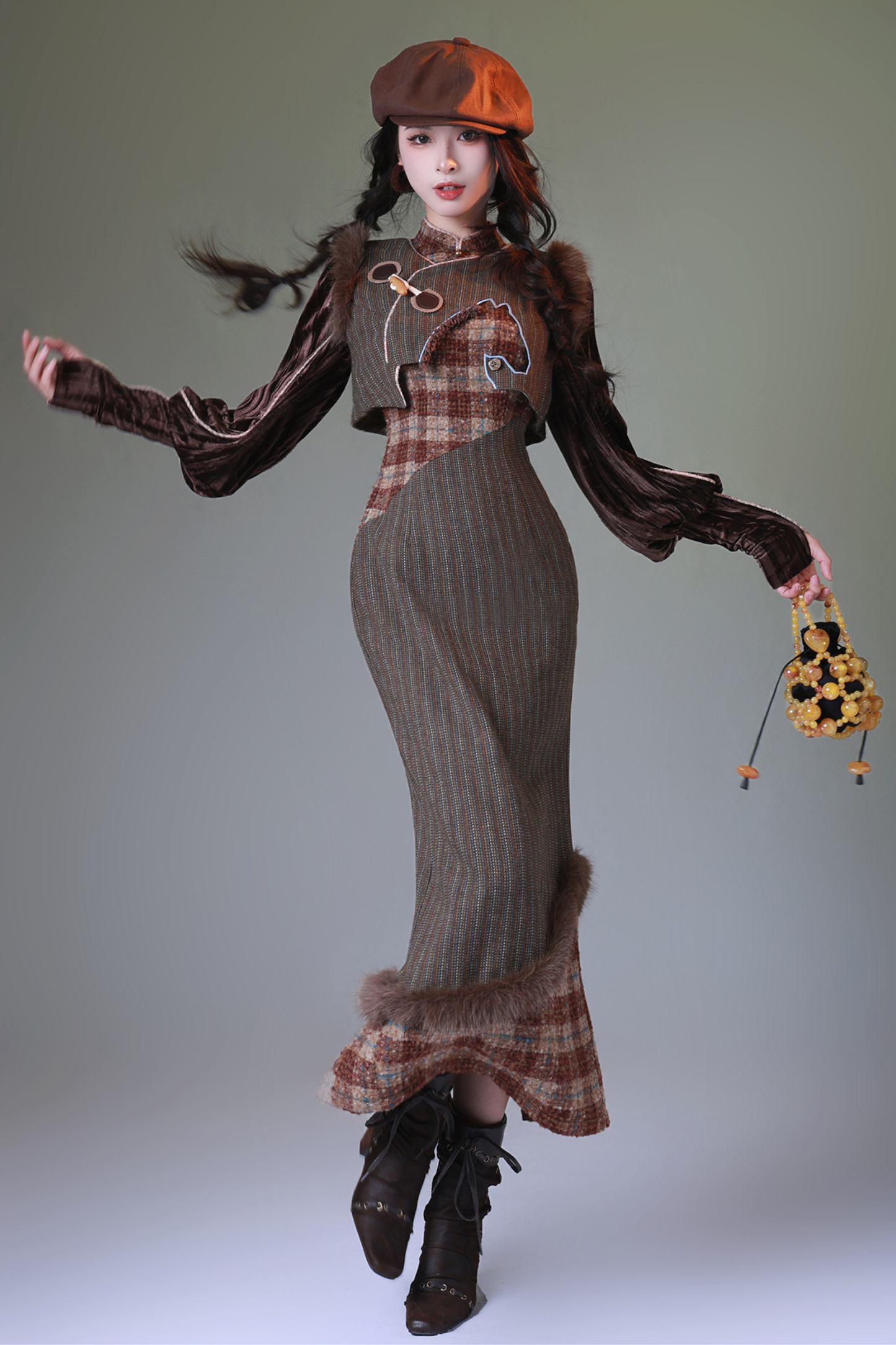 Plaid Retro Girly Long Dress
