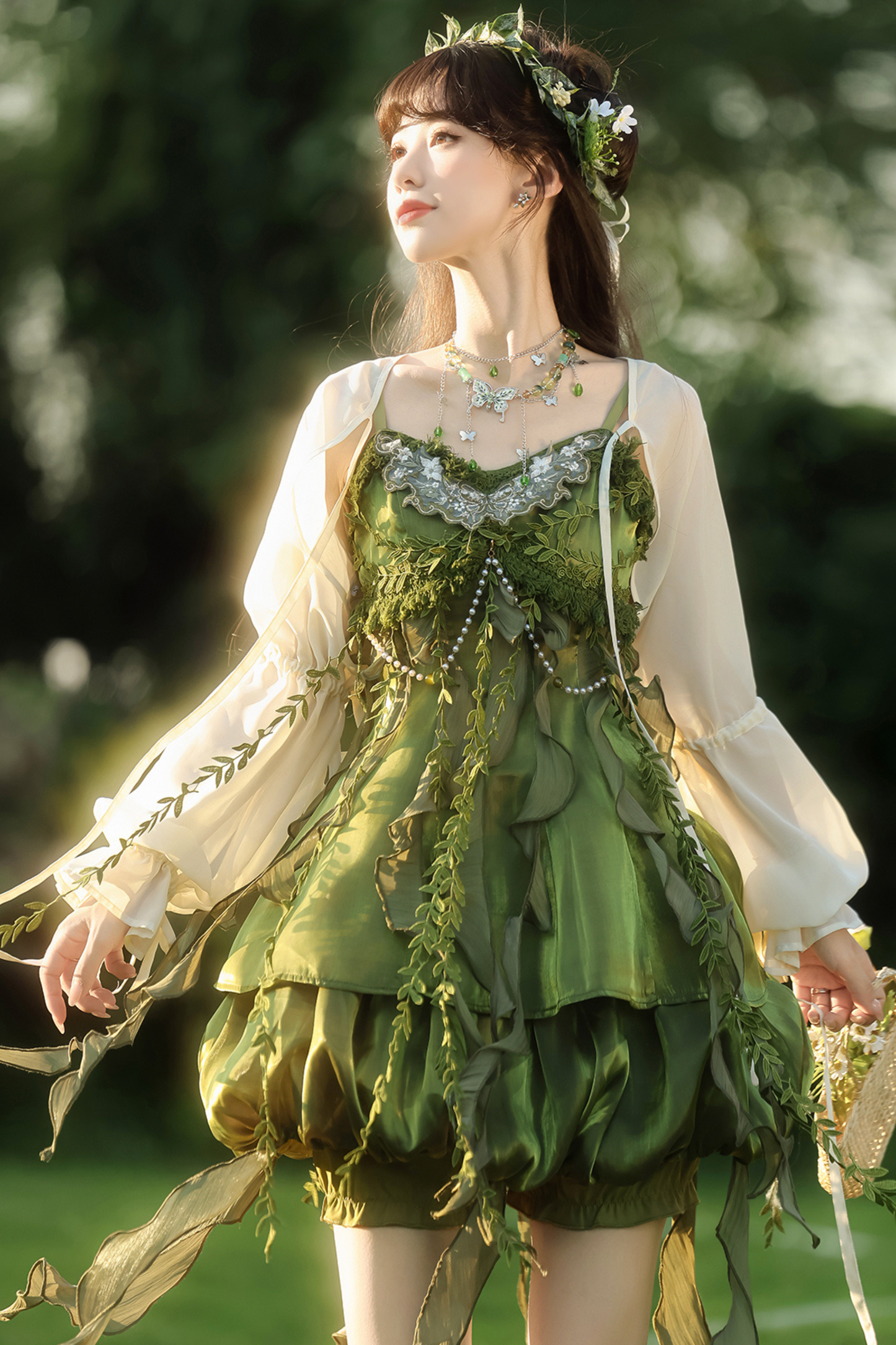 Forest Girl Chinese-style Dress + Top + Skirt