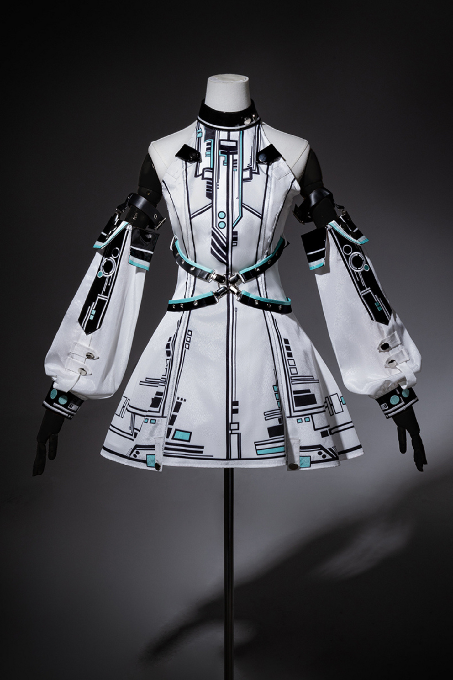 [reservation Product] Machine Warrior Lolita Technology Printed Dress + Sleeve + Bunny Ear Cutucha
