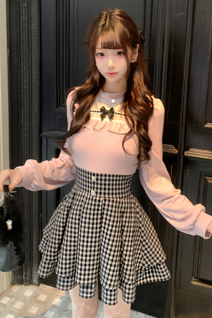 Sweet Graphic Plaid Dress