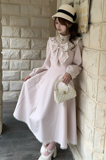 Sweet Ribbon Flare Long Dress