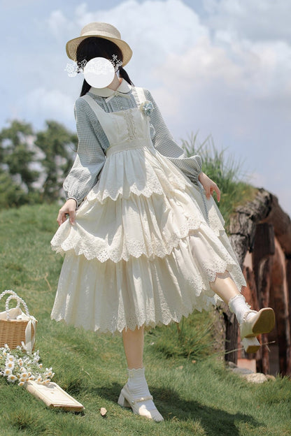 French Retro Plaid Vest Skirt Set