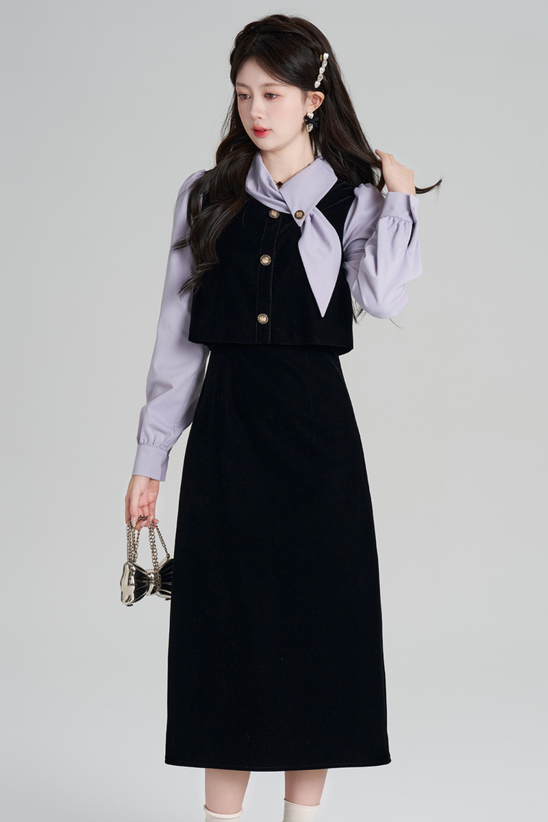 French Contrast Retro Dress