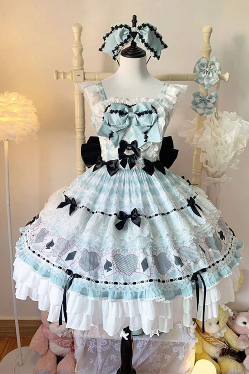 [pre-order] Mint Sweet Suspender Dress + Headband + Big Ribbon