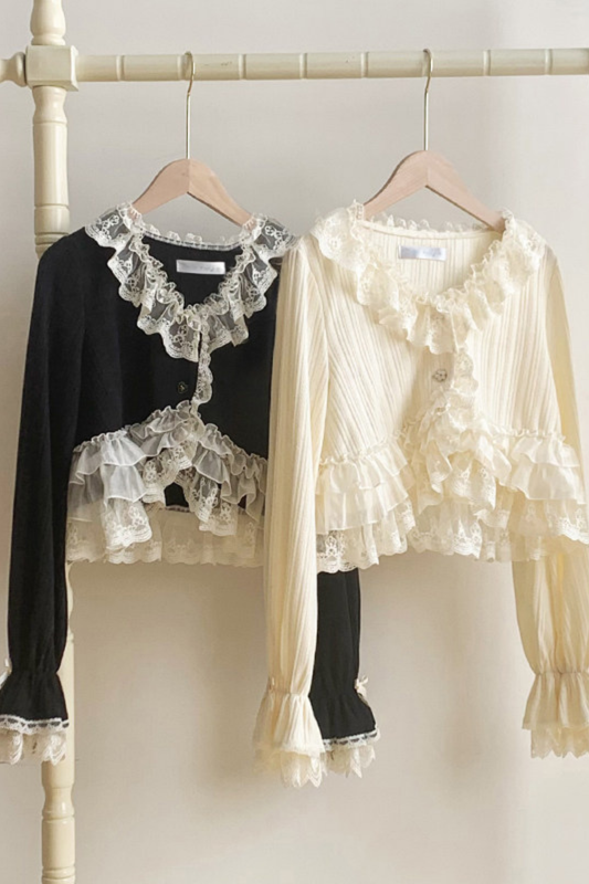 Lace Trim Knit Cardigan
