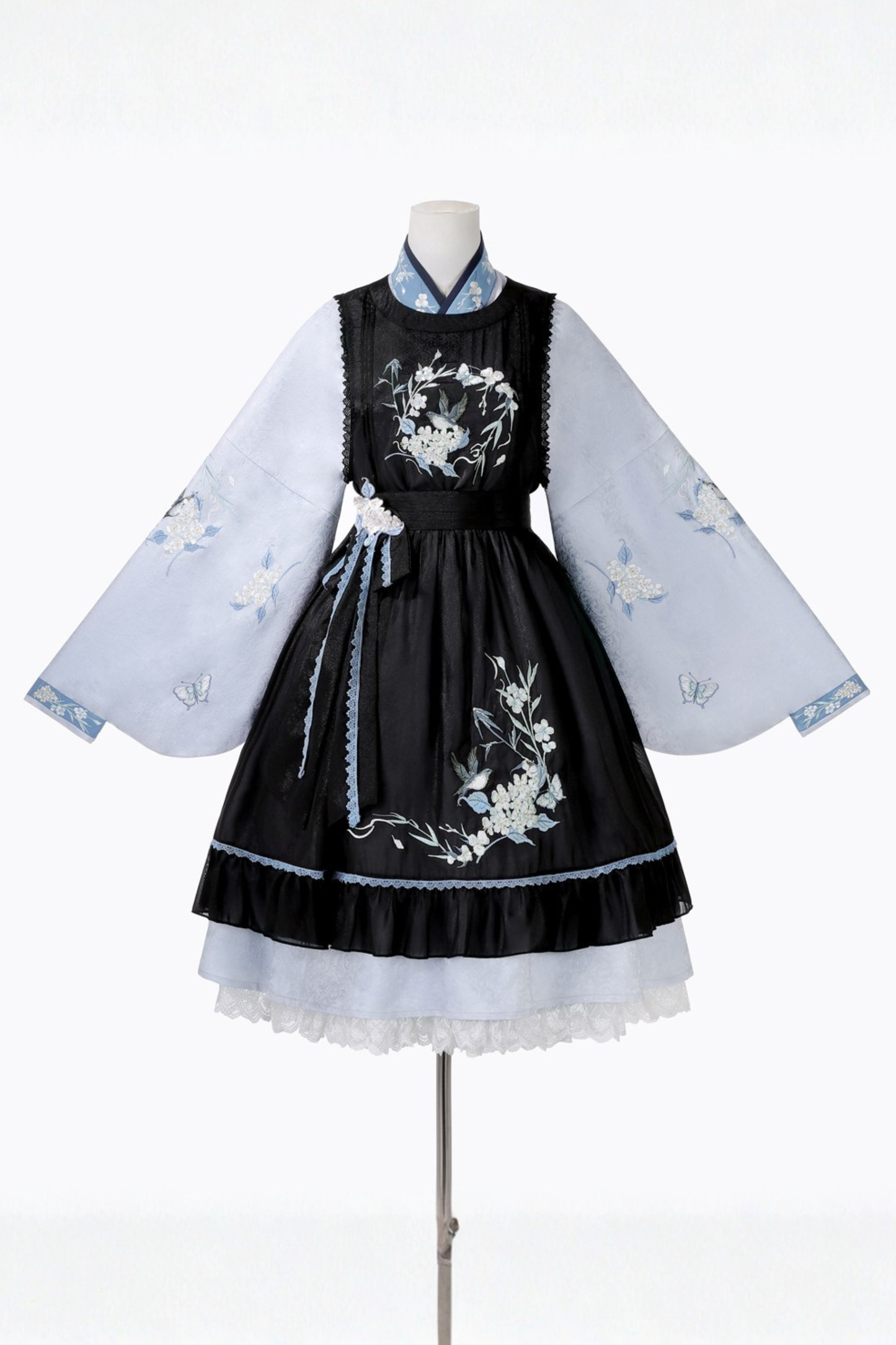 Chinese-style Plum Blossom Dress + Apron Skirt