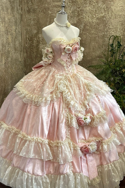 Love and Flower Sweet Dress + Ribbon Hair Accessory + Flower Hair Accessory