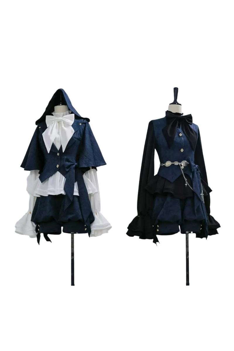Sapphire Blue Bunny Ear Cape Jacket + Vest + Shorts