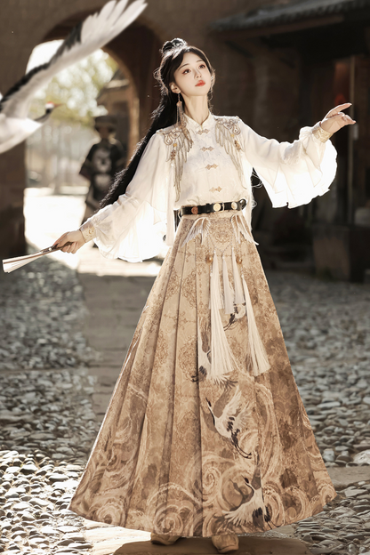 Retro China Blouse + Long Skirt