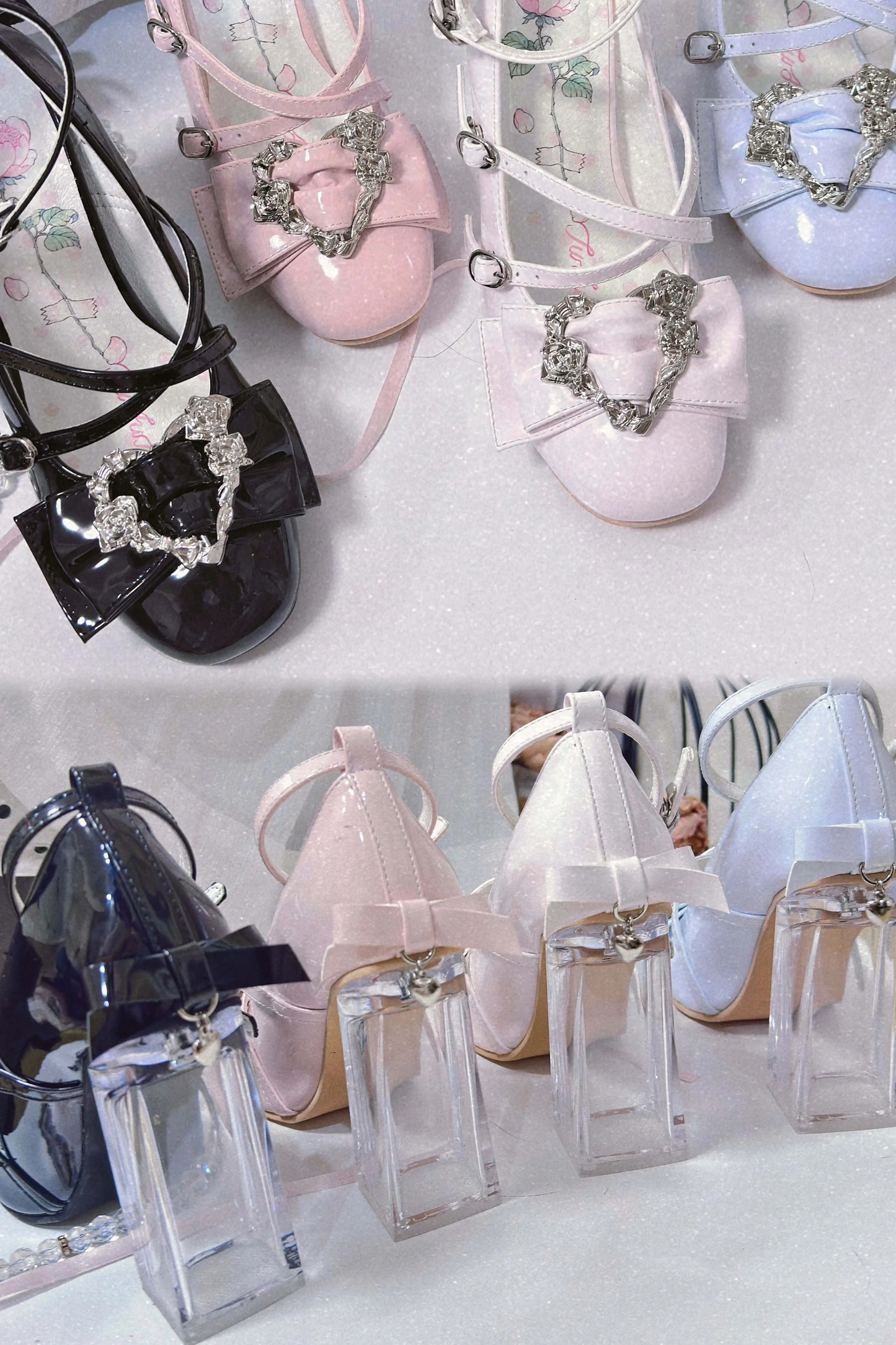 Love Buckle Crystal Heel Shoes