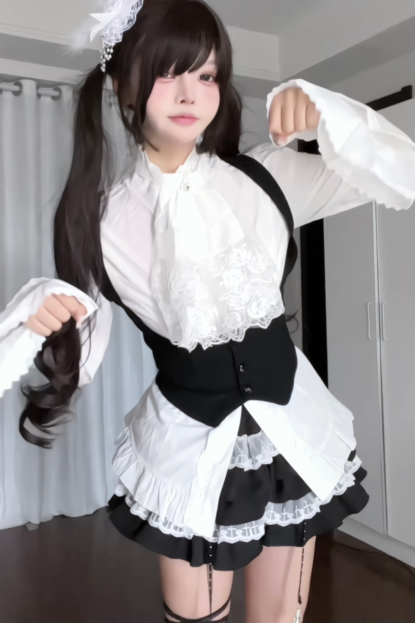 Ruffle Flutter Sleeve Top + Tiered Skirt