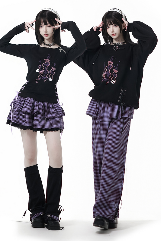 Academy Purple Hooded Sweatshirt + Tops + Skirt + Pants + Leg Cover