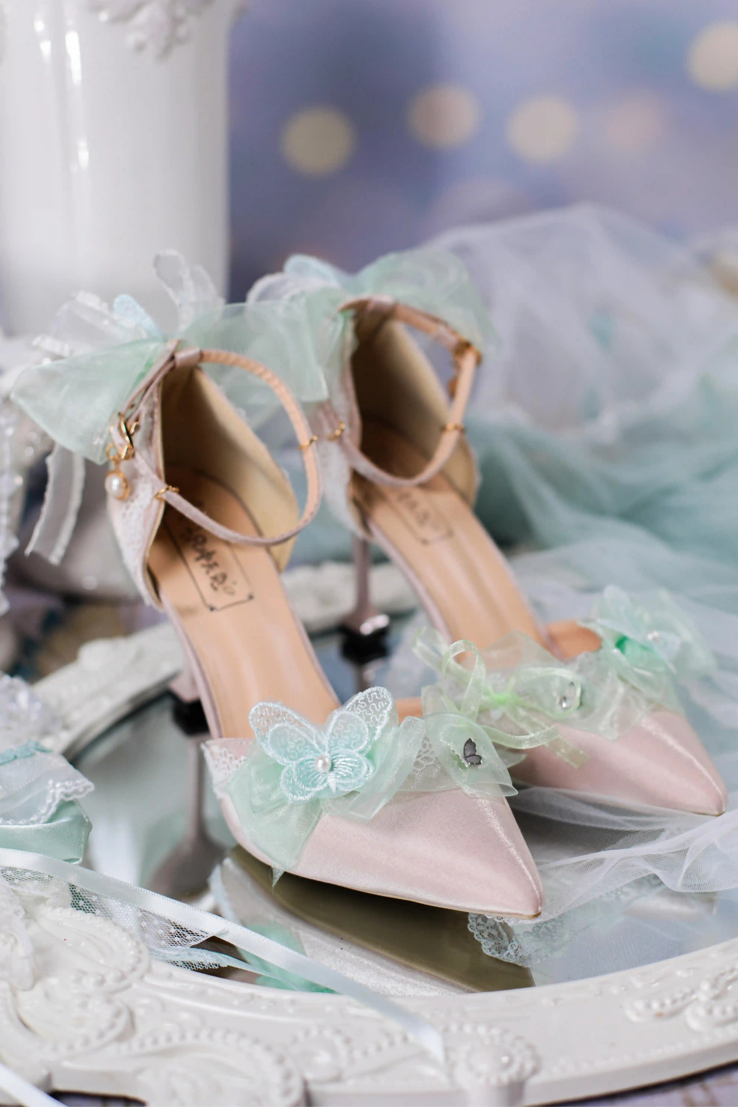 Sheer Light Chain Lolita Stiletto Pumps