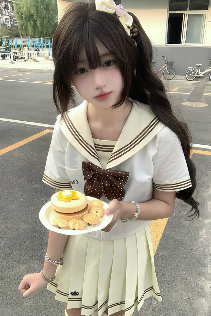 Cookie Wave Sailor Top + Skirt + Ribbon
