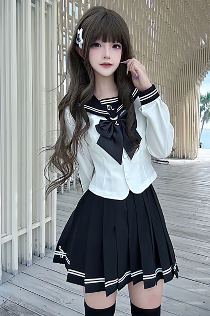 Long Sleeve Sailor Top + Skirt + Ribbon
