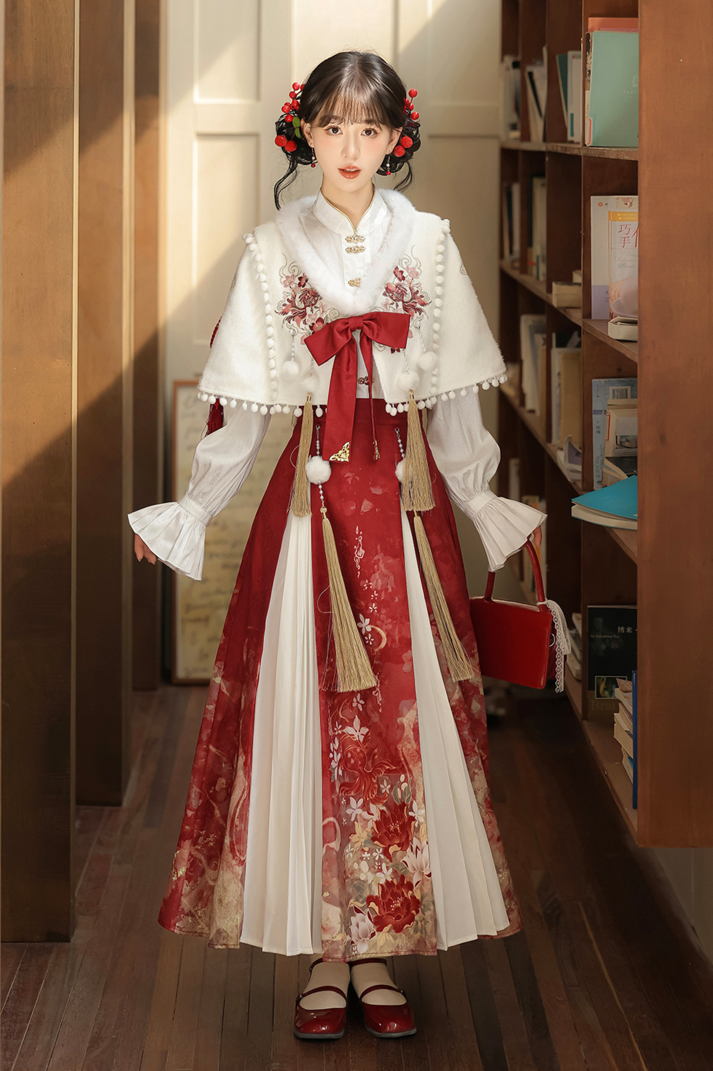 Retro Chinese-style Shawl + Tops + Skirt