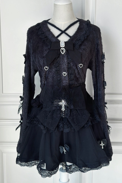 Jirai Cardigan + Flare Skirt + Cross Skirt