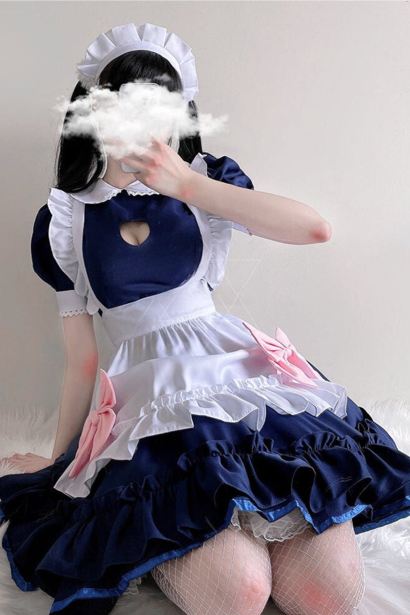 Pink Blue Loli Maid Cosplay Dress Set